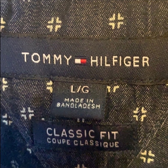 Tommy Hilfiger dark blue print short sleeve shirt Size Large - Picture 5 of 8